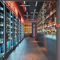 Modern Bar Interior With Neon Lights Seating And Liquor Displays