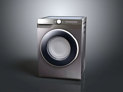 Modern Front Loading Washing Machine With Stainless Steel Body Digital Control Panel And Sleek Design 3d model