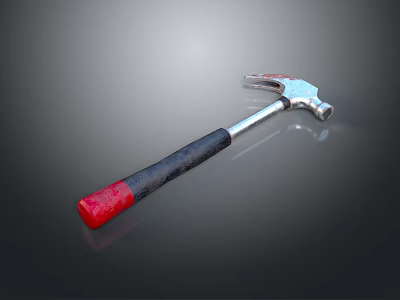 Sturdy Claw Hammer with Black Red Handle and Metal Head as Essential Hardware Tool 3d model