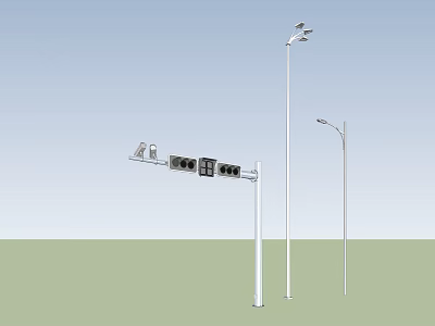 Outdoor Lights Featuring Tall Lamp Posts And Street Lighting Fixtures 3d model