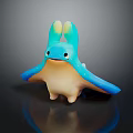 Cute Fantasy Blue Creature Character Toy With Green Ears Beige Body And Wings