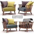 GERVASONI 1881 Leisure Chairs With Wooden Frame And Colorful Striped Cushions
