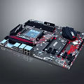 MSI Computer Motherboard With Red Black Color Heatsinks And Ports Circuit Design