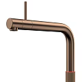 Modern Stainless Steel Curved Kitchen Faucet With Red Accent