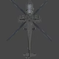 Gray Armed Military Helicopter Flying with Rotors and Weapons in Mid Air