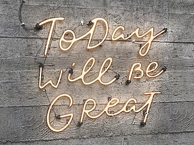 Neon Decorative Light With Today Will Be Great Text And Wooden Wall Design 3d model