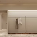 Modern Warm Minimalist Clothing Store Interior With Stylish Mannequins And Exquisite Garment Display Space