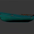 Blue Wooden Rowboat With Oars And Comfortable Seats For Water Transportation