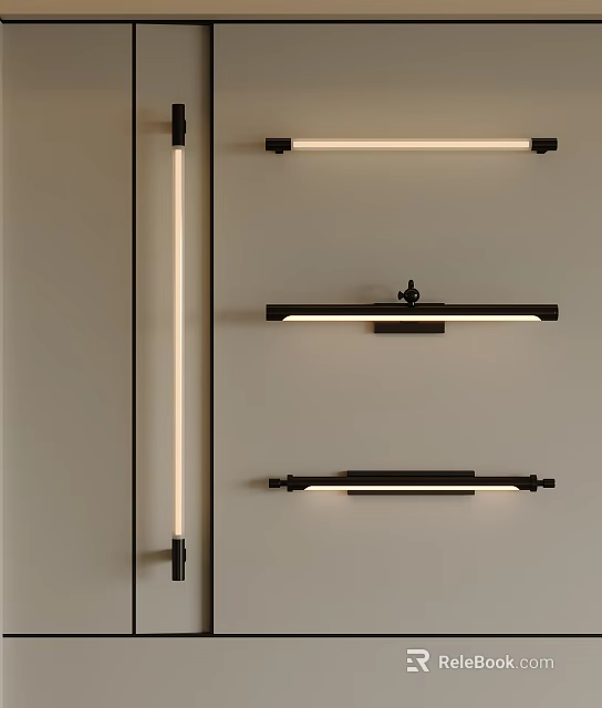 Modern Black Metal Wall Lights with Slim Long Design and Contemporary Style Illumination 3d model 
