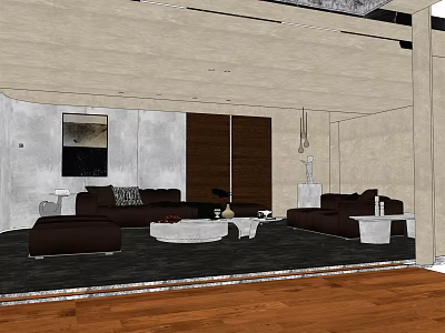 Modern Living Room Sofa and Coffee Table Set with Minimalist Design and Cozy Interior 3d model