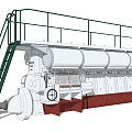 Large Industrial Equipment Featuring Green Ladder Safety Railing White Body And Red Base