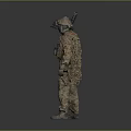 Man Wearing Camouflage Uniform Carrying Rifle With Tactical Gear And Helmet