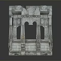 Ancient Stone Structure With Columns Carved Decorations And Intricate Top Design