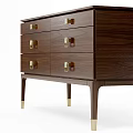 Dark Brown Decorative Sideboard With Multiple Drawers And Gold Accent Legs 3d model