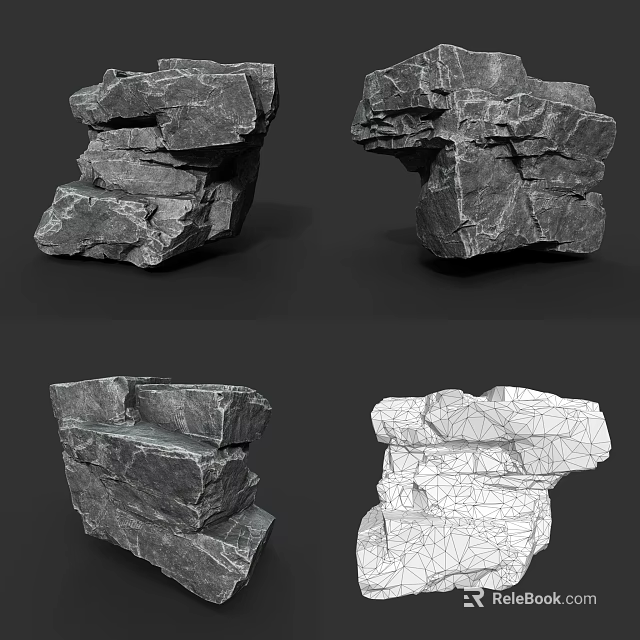 Natural Stone And Wood Block Designs Featuring Diverse Textures And Shapes 3d model 