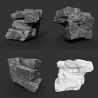 Rock Block Stone Boulder Rock Strata Natural Landscape 3d model