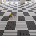 Black And White Checkered Wooden Flooring In Bright Room With Decor