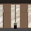 Modern Elevator Interior Design With Marble Walls Metal Doors And Wall Lights 3d model