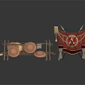 Ancient Shield Display With Wooden Frame And Circular Decorative Panels