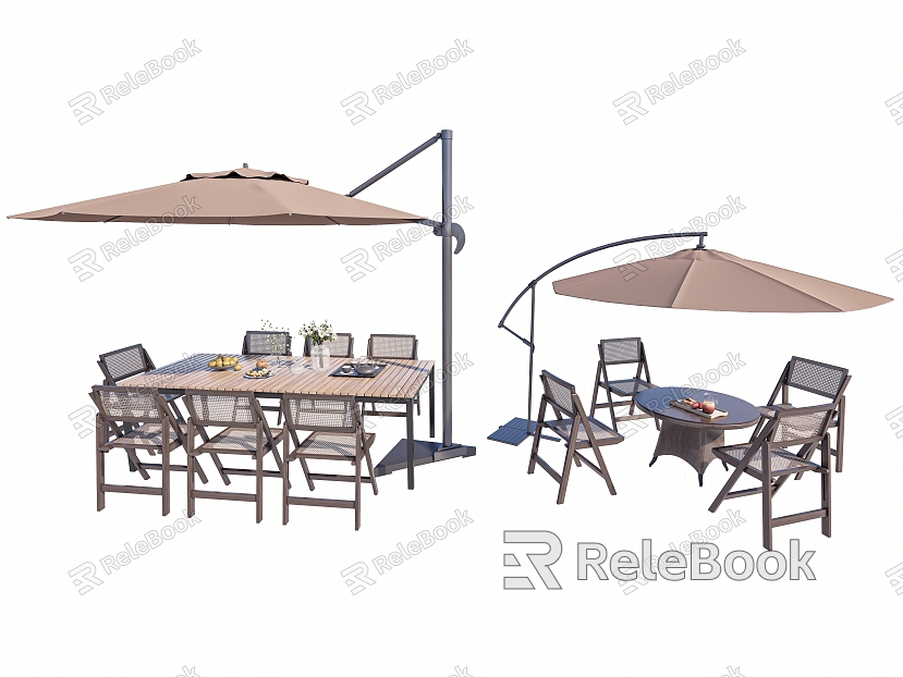 Modern Outdoor Leisure Table and Chair Outdoor Dining Table and Chair Rattan Leisure Chair Negotiation Table and Chair with Parasol model