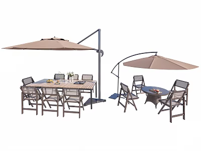 Outdoor Patio Chairs With Table And Adjustable Umbrella For Garden Seating Set 3d model