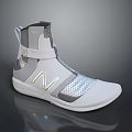 Gray And White High Top Sports Shoes With Modern Design Reflective Mesh And N Logo