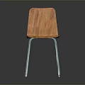 Modern Orange Wooden Chair Furniture With Sleek Metal Legs And Curved Seat Design