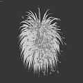 Decorative Ornament Set with Gray Square Planter Green Grass like Plants and White Flower Spikes