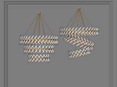 Modern Geometric Chandelier With Glass Crystal Shades And Gold Metal Frame Design 3d model