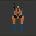 Futuristic Blue And Orange Aircraft With Aerodynamic Sleek Design And Geometric Patterns