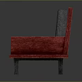 Modern Sofa With Red Wooden Frame And Gray Fabric Cushion And Backrest