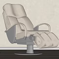 Modern White Massage Chair With Ergonomic Backrest Armrest Footrest And Swivel Base