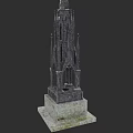 Gothic Spire Structure With Intricate Carvings And Stone Base Design