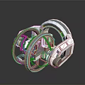 Futuristic Computer Hardware Device With Circular Structure And Transparent Components Design 3d model