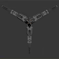 Sci Fi Mechanical Weapon With Black Metal Structure And Multi Barrel Design