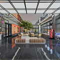 Modern Café Interior Design With Bar Counter Neon Signs Rock Wall Glass Ceiling And Plants