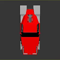 Red Angular Sports Car With White Accents Black Windows And Silver Wheels