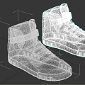 White High Top Sneakers With Laces Strap And Thick Sole Design 3d model