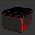 Modern Black Storage Cabinet With Red Accents And CAPTCHA Brand Design