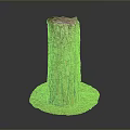 Artistic Tree Trunk With Colorful Bark Texture And Round Base Decoration