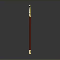 Magical Staff Weapon Featuring Red Long Handle Golden Decoration And Red Circular Top Part