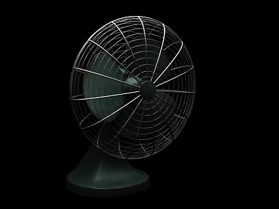 Desktop Electric Fan With Metal Mesh Cover And Stable Dark Base Design 3d model