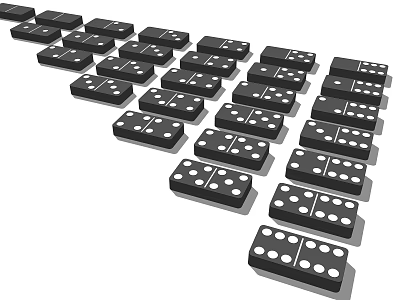 Classic Board Game Entertainment With Black Dominoes Arranged In Orderly Rows And White Dots 3d model