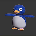 Cute Blue and White Penguin Doll with Big Eyes Open Arms and Yellow Feet