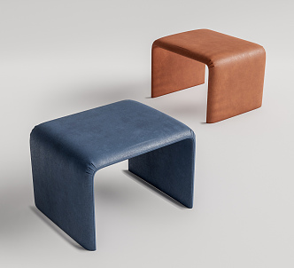 Modern Stool Leather Ottoman 3d model