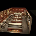 Stylish Warm Red Themed Chinese Beef Restaurant With Cozy Dining Booths In Shopping Mall