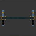 Industrial Jib Crane Structure with Blue Stands Yellow Hooks and STD Labeled Beam
