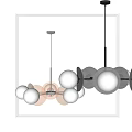 Elegant Modern Spherical Chandelier With Metal Frame And Glass Shades