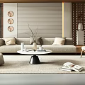 Modern Living Room Interior With Sofa Round Coffee Table And Chairs 3d model