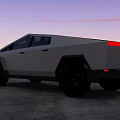 White Car With Black Wheels And Transparent Roof Against Sunset Sky On Gray Concrete Ground